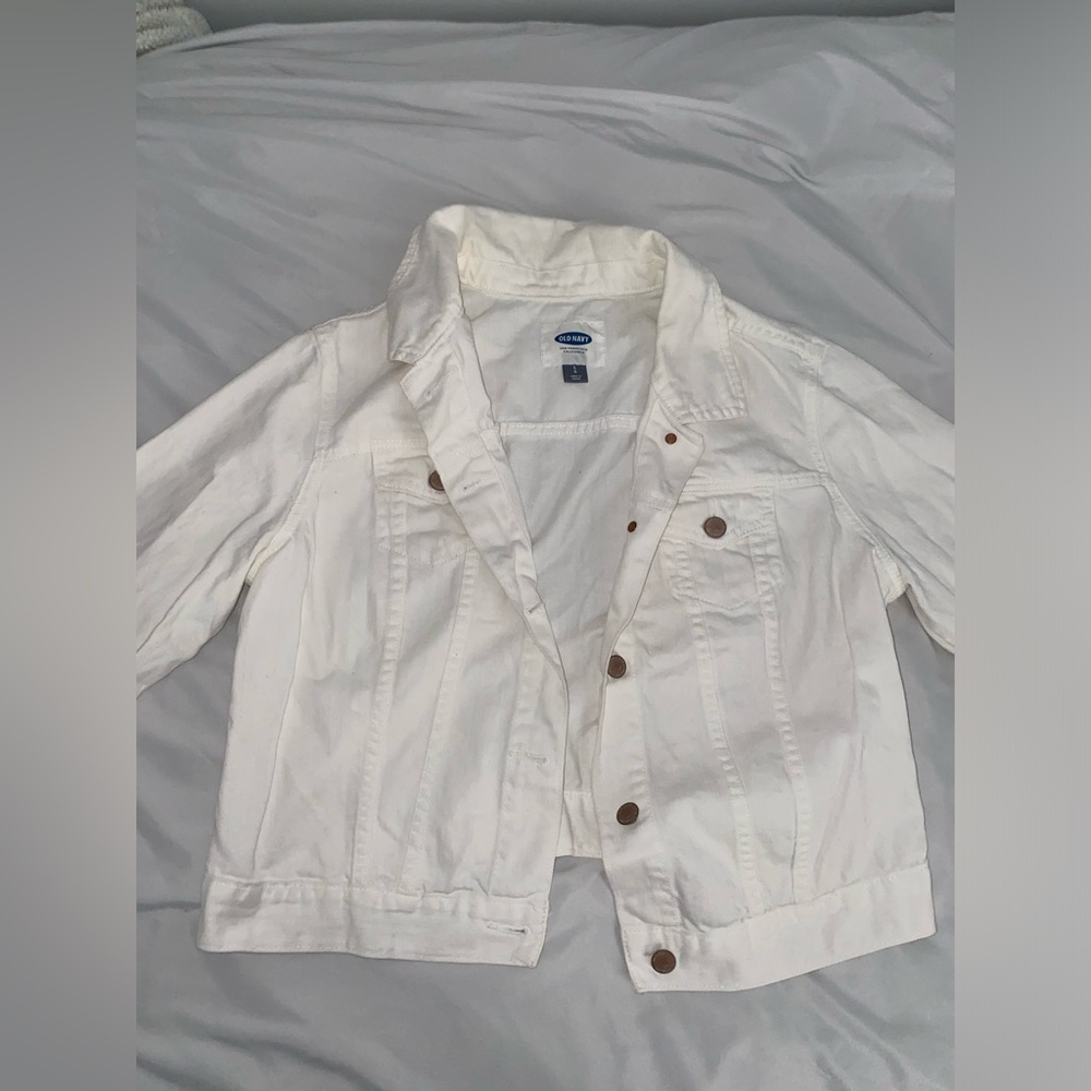 Old Navy White Jean Jacket Large
